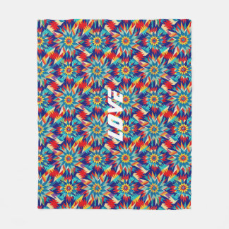 Vivid Geometric Trippy Multicolored Light Fractal Fleece Blanket