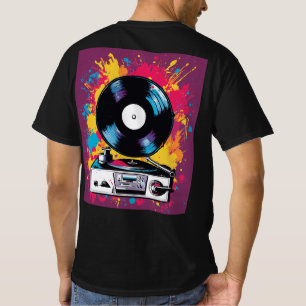 Vivid Graffiti Turntable Vinyl Record T-Shirt Desi