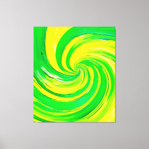Vivid Green and Yellow Swirl Art Canvas Print