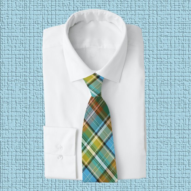 Vivid Green, Yellow, Burnt Orange & Blue Plaid Tie (Creator Uploaded)