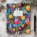 Vivid Hand Painted Floral Turquoise Monogram 2025 Planner<br><div class="desc">Personalise this whimsical planner with your name in dark blue italics framed by a white rectangle,  on a bold,  colourful background pattern of hand-painted floral and botanical elements in shades of turquoise,  pink and yellow.</div>