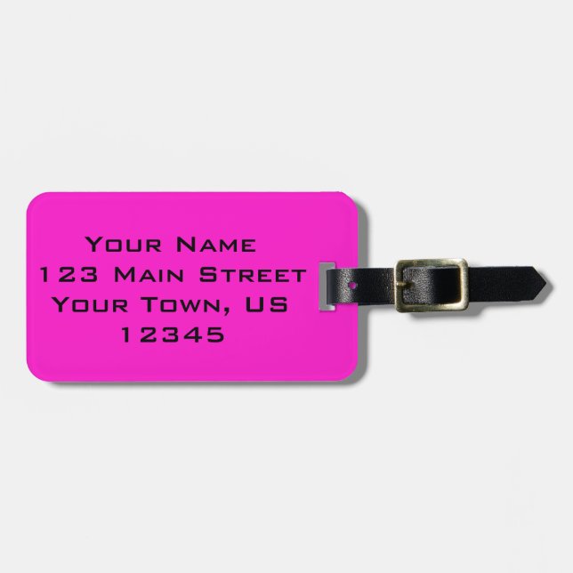 Vivid Hot Pink Luggage Tag (Front Horizontal)