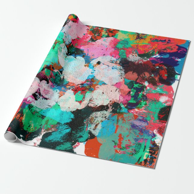 Vivid im of the paint blots concept in shabby grun wrapping paper (Unrolled)