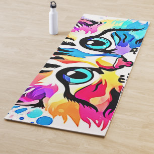 Vivid Kitty Vibes Design Yoga Mat