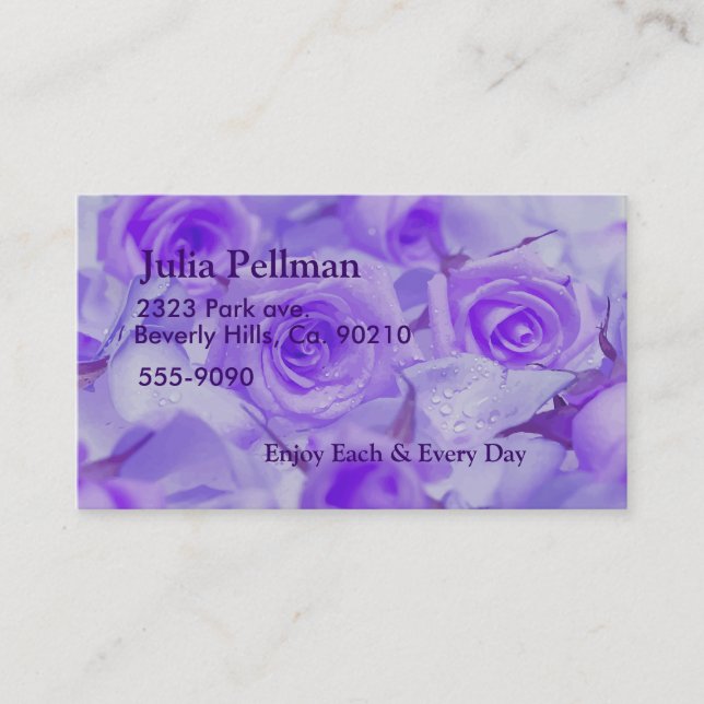 Vivid Lavender Roses Business Card (Front)