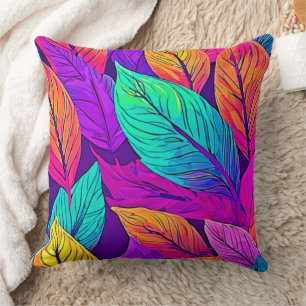 Vivid Leaf Pattern Cushion