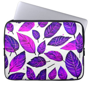 Vivid Leaves Cartoons: Purple Pink & Blue Laptop Sleeve