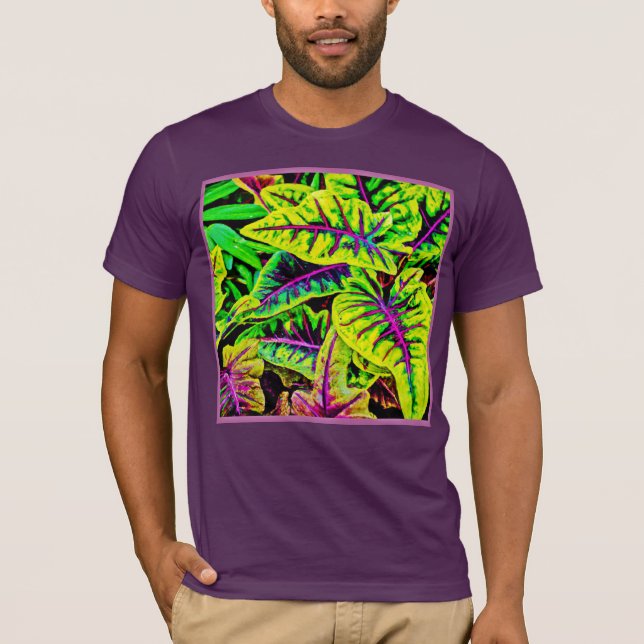 Vivid Leaves Neon Elegance T-Shirt (Front)