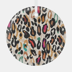 Vivid Leopard Animal Prints Glass Tree Decoration