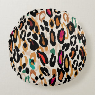 Vivid Leopard Animal Prints Round Cushion