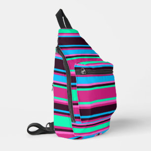 Vivid Magenta, Aqua, & Blue Striped Sew Bag
