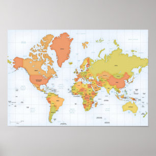 Vivid Map of the World Poster