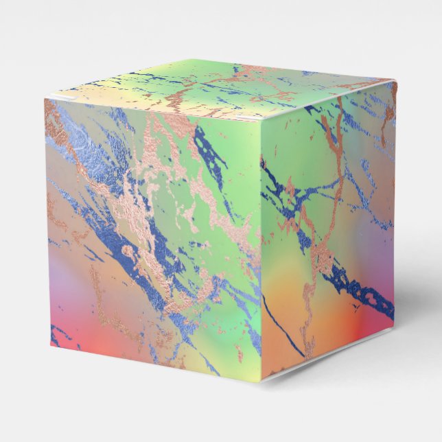 Vivid Marble | Colourful Bold Pastel Watercolor Favour Box (Front Side)