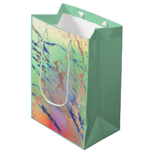 Vivid Marble Colourful Bold Pastel Watercolor Medium Gift Bag