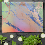 Vivid Marble | Colourful Bold Pastel Watercolor Tea Towel<br><div class="desc">Brilliant watercolor splatter marble in a rich and vibrant yellow, coral orange, turquoise blue, and a bright green unicorn-inspired ombre palette. This feminine hand-painted gradient adds the perfect pop of colour. From the "Modern Watercolor Marbles" collection, this design features abstract fluid swirls creating a cool pattern accented by glitter veins...</div>