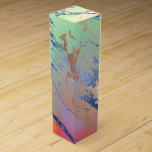 Vivid Marble | Colourful Bold Pastel Watercolor Wine Box<br><div class="desc">Brilliant watercolor splatter marble in a rich and vibrant yellow, coral orange, turquoise blue, and a bright green unicorn-inspired ombre palette. This feminine hand-painted gradient adds the perfect pop of colour. From the "Modern Watercolor Marbles" collection, this design features abstract fluid swirls creating a cool pattern accented by glitter veins...</div>