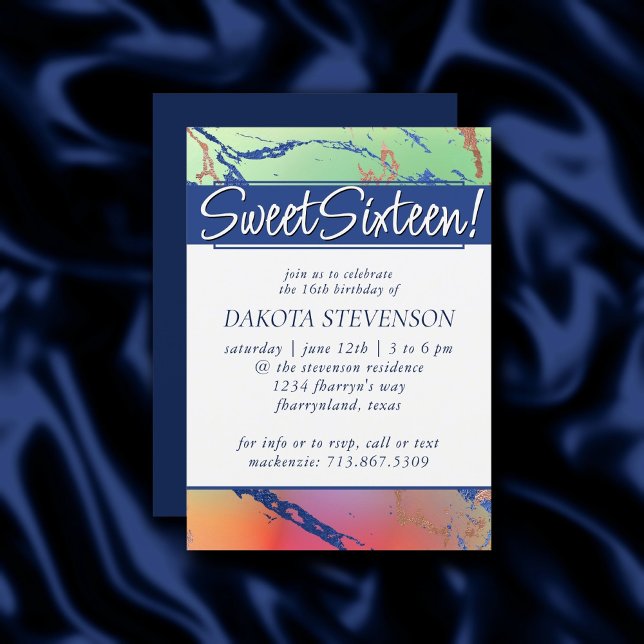 Vivid Marble | Vibrant Colourful Ombre Sweet 16 Invitation (Creator Uploaded)