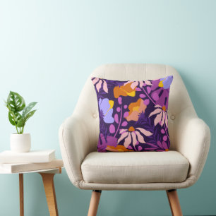 Vivid Modern Flower Design Throw Pillow