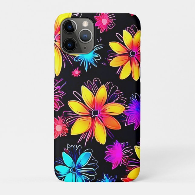 Vivid Neon Floral Pattern Case-Mate iPhone Case (Back)