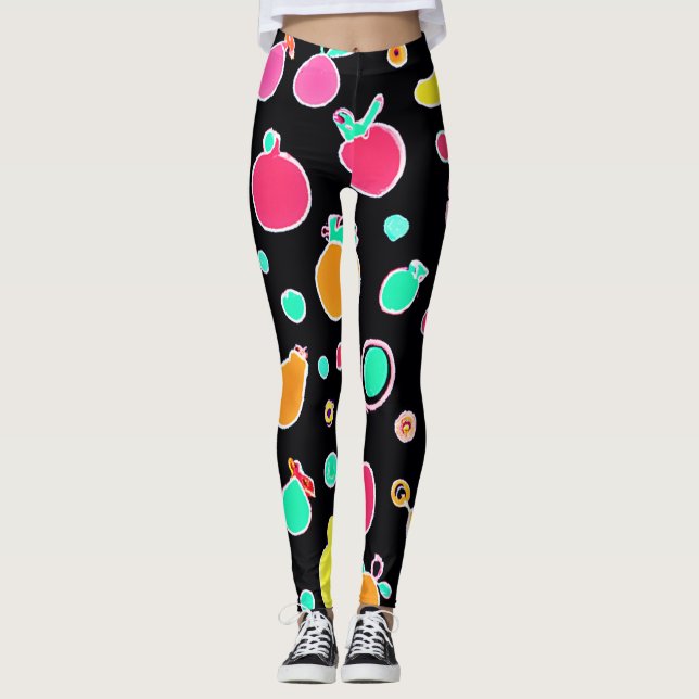 Vivid Neon Fruitful Pattern Leggings (Front)