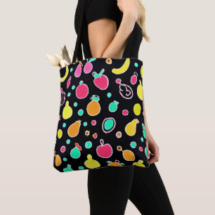 Vivid Neon Fruitful Pattern Tote Bag