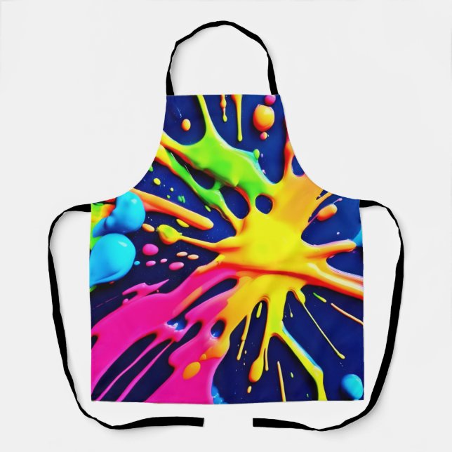 Vivid Neon Splashes Apron (Front)