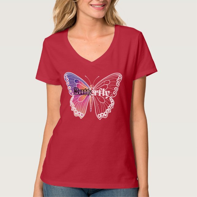 Vivid Or White Butterfly T-Shirt (Front)
