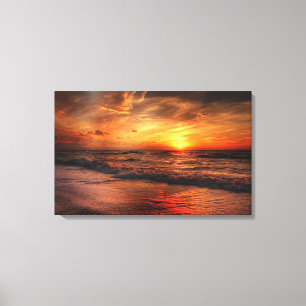 Vivid Orange Beach Sunset Canvas