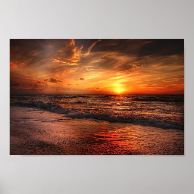 Vivid Orange Beach Sunset poster (Front)