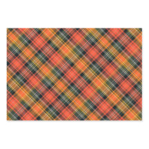 Vivid Orange, Green & Gold Plaid 