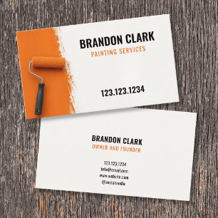 Vivid Orange Roller & Brush Sweep Painting Business Card