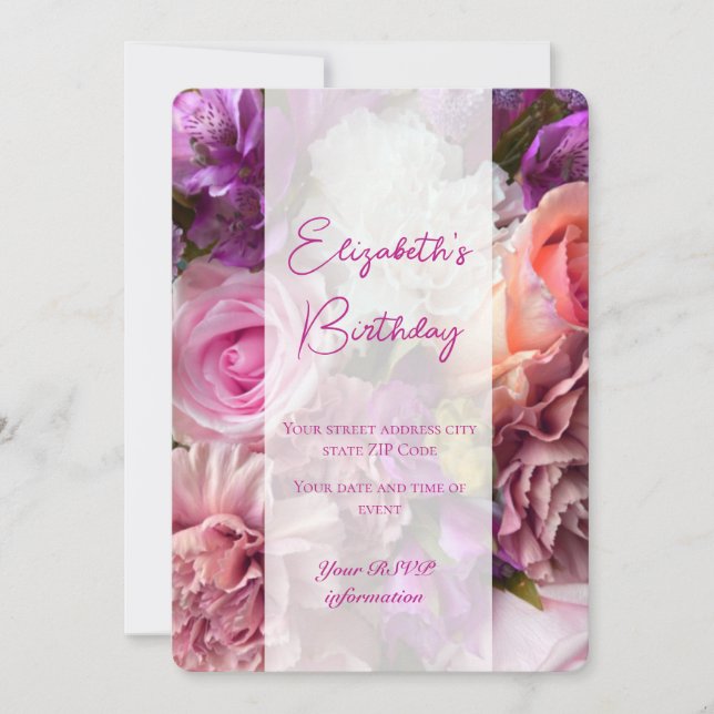 Vivid Orchid Birthday Invitation Card (Front)