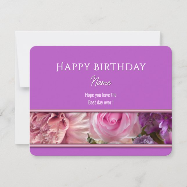 Vivid Orchid Happy Birthday Greeting Card (Front)