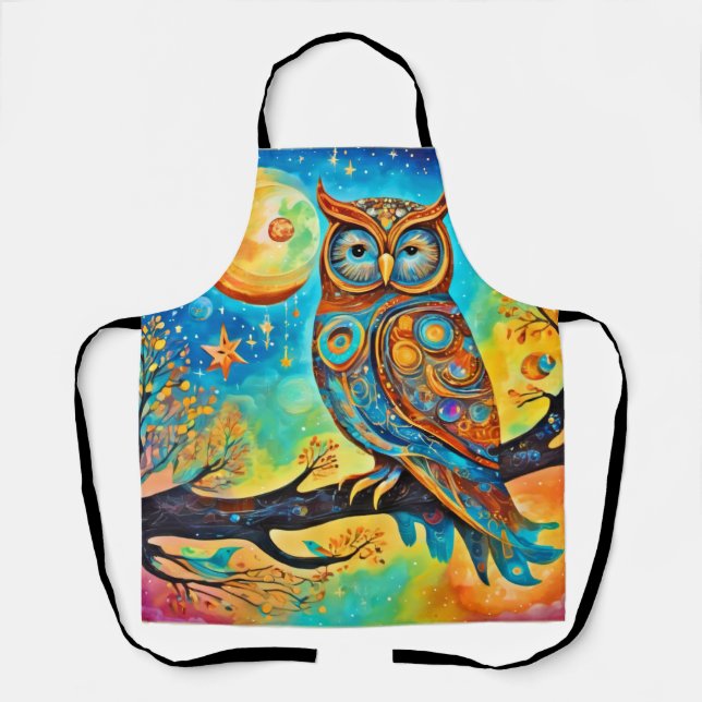 Vivid Owl Celestials: Wonder and Magic Apron (Front)