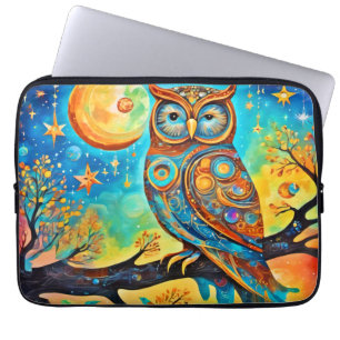 Vivid Owl Celestials: Wonder and Magic Laptop Sleeve
