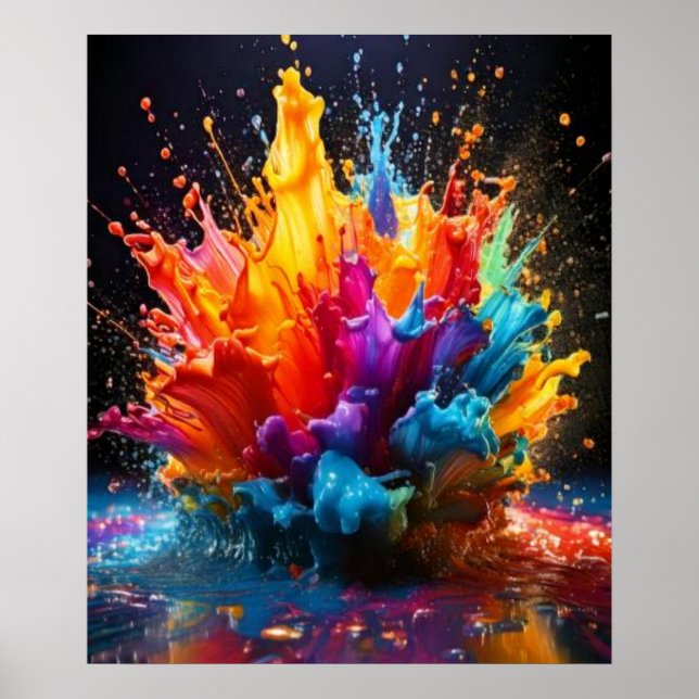 Vivid Paint Splash Explosion Art Poster (Front)
