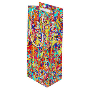 Vivid Paint Splatter Abstract Wine Gift Bag