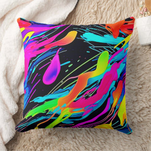 Vivid Paint Splatters Design Cushion
