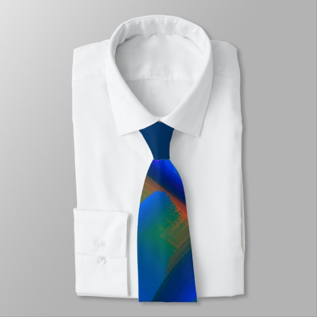 Vivid peach cropped digital paint magnification  tie (Tied)