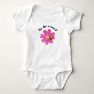 Vivid Pink Cosmos Flower Believe in Yourself Baby Bodysuit