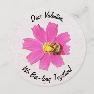 Vivid Pink Cosmos Flower Valentine's Day Card
