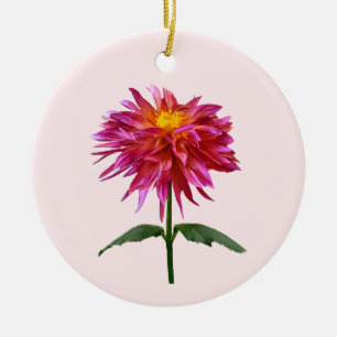 Vivid Pink Dahlia Ceramic Tree Decoration