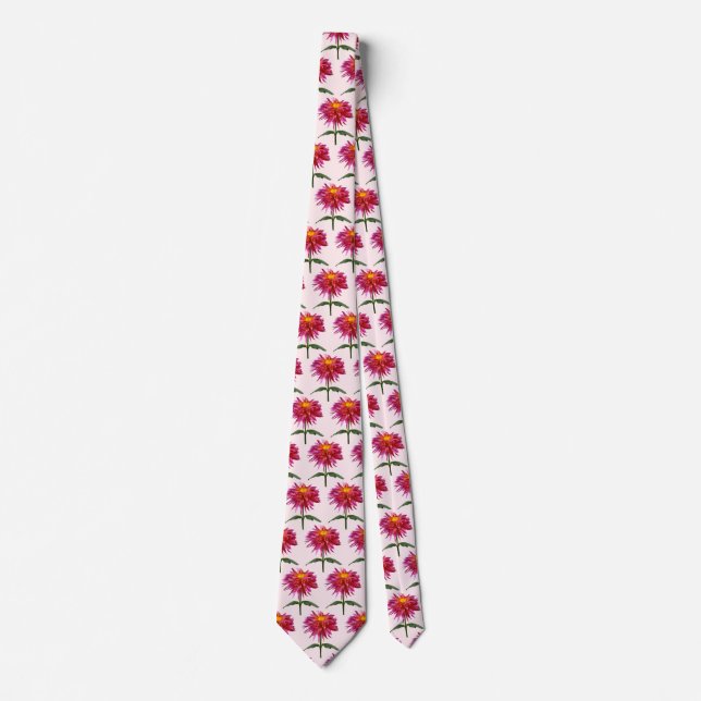 Vivid Pink Dahlia Tie (Front)