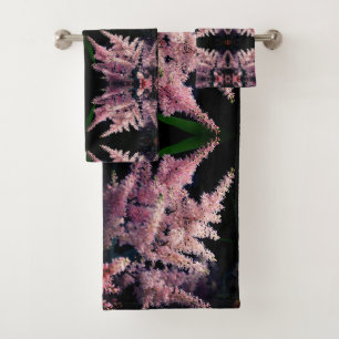 Vivid Pink Flowers Close Up Abstract Pattern Bath Towel Set