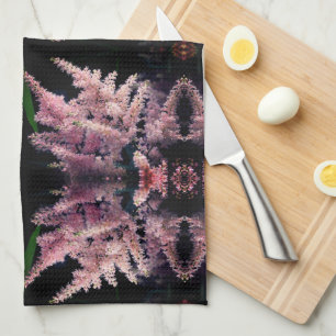 Vivid Pink Flowers Close Up Abstract Pattern Tea Towel