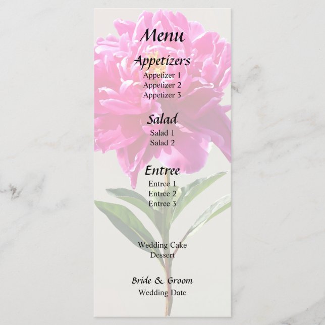 Vivid Pink Peony Menu (Front)
