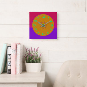 Vivid Pink Purple Gold Lime Wall Clock
