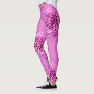 Vivid Pink Rose Cutout Leggings