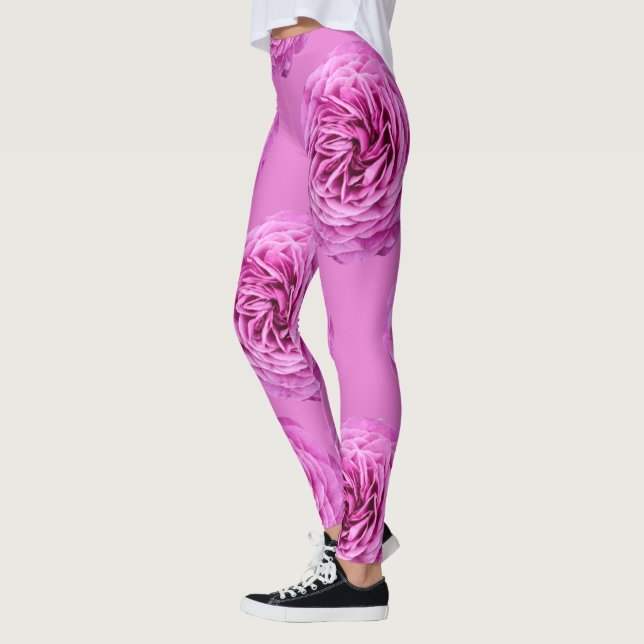 Vivid Pink Rose Cutout Leggings (Left)