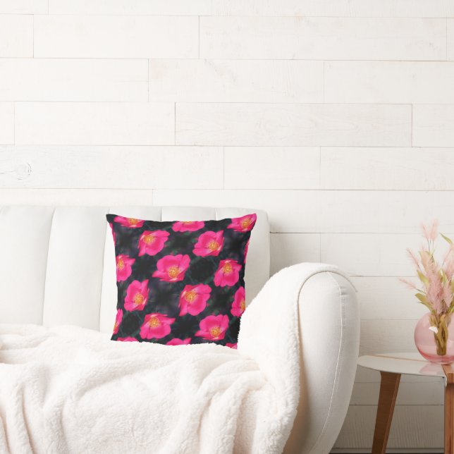 Vivid Pink Rose Petals Abstract Floral Pattern  Cushion (Couch)